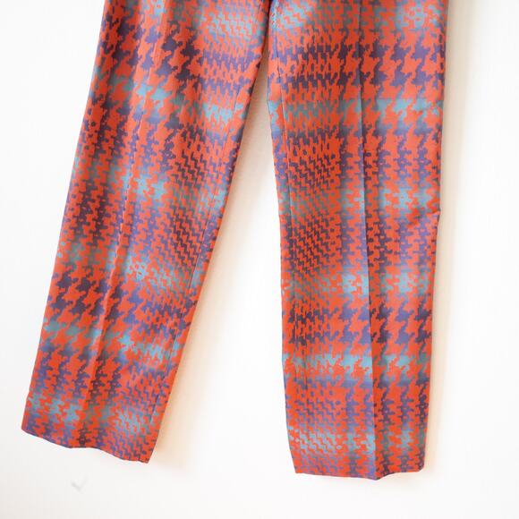 Shanghai Tang Abstract Silk-Lined Houndstooth Trousers Pants 8 - Picture 4 of 5